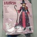Spooktacular Creations Witch Costume for Girls, Halloween Dress with Broom, Kids Moon Shimmer Witch Set for Wizard Role Play (Large(10-12 yrs), Pink)