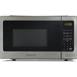 Farberware 0.9 Cu. Ft. Countertop Microwave Oven 900 Watts Power, Auto Cook Settings, Defrost, Easy Clean and Child Safety Lock - Stainless