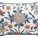 patdrea Designer Throw Pillow Covers,Euro Elegant Linen with Colorful Blooming Floral Pattern Pillow Cover,Decorative Lumbar Pillowcases Cushion for Bed Living Room Outdoor Car,12"x20"