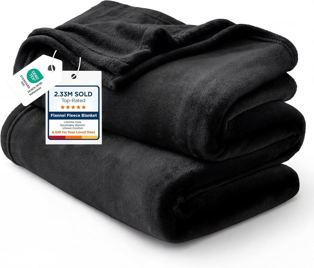 Bedsure GentleSoft Fleece Throw XL Blanket Black - 300GSM Soft Lightweight Plush Cozy Blankets for Bed, Sofa, Couch, Travel, Camping, 50x70 inches
