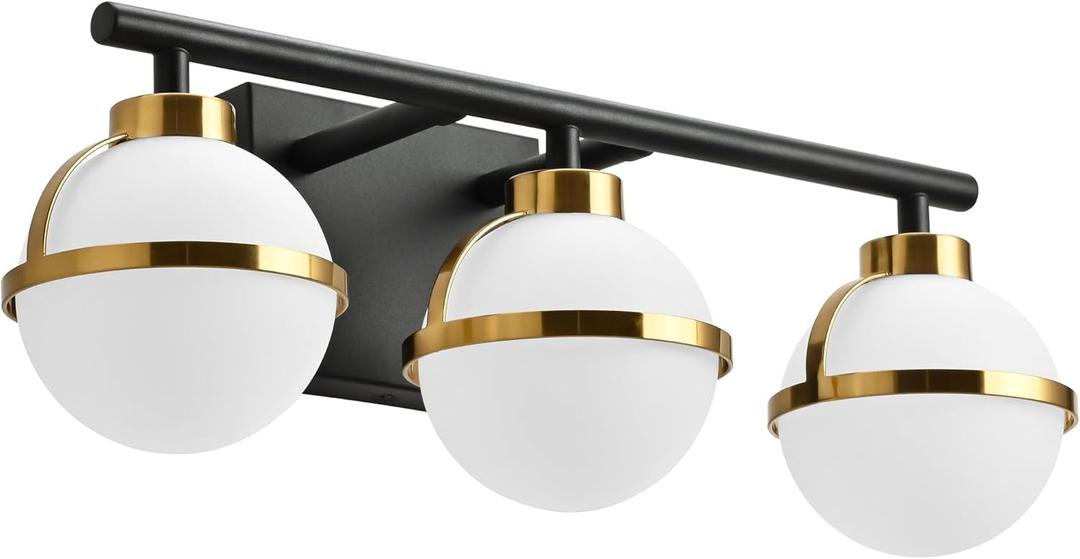 SOLFART 3 Lights Vanity Light Bathroom Light Fixtures Over Mirror in Brass Black Vanity Lights for Bathroom Vintage Lights Wall Sconces