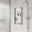 Neodrain No Tile Shower Niche, Stainless Steel Wall Niche 13.1"X25.1"(Inner Size 12"X24"), Two-Tier Bathroom Shelf Waterproof Cubby, NO Tile Needed Recessed Cabinet for Bathroom Storage (Brushed)