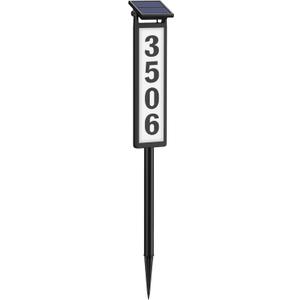 Eyrosa Solar Illuminated LED Lighted Address Sign, House Numbers for Outside Yard Home, Numbers Plaque Outdoor Waterproof, Black