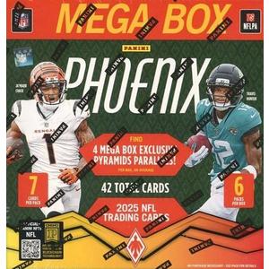 2025 Panini PHOENIX Football HUGE Factory Sealed MEGA Box with (4) EXCLUSIVE PYRAMID PARALLELS, (6) ROOKIES & (6) INSERTS! Look for Jaxson Dart, Travis Hunter, Ashton Jeanty, Cam Ward & More!