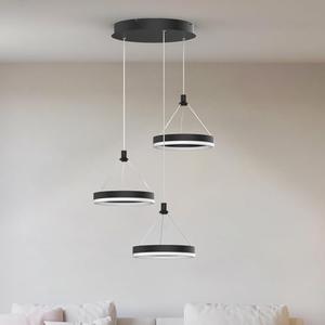 JS NOVA JUNS Modern LED Chandelier Black Pendant Light Fixture LED Ceiling Ring Light with 6000K and 39.4in Height Adjustable Hanging Lights for Kitchen Island Dinning Living Room