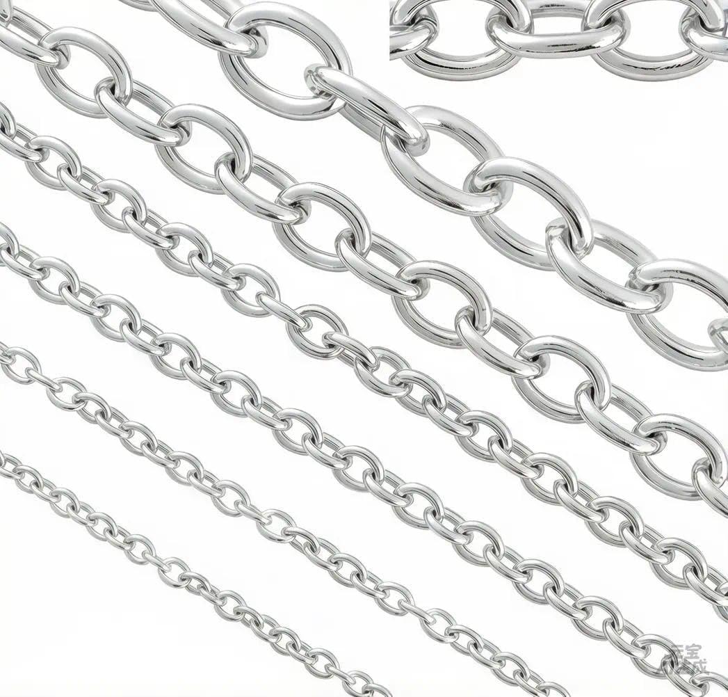 Coiris 33 Feet Stainless Steel Cable Chain for Jewelry Making Bulk, 2.5mm Soldered Link Chain Spool for DIY Necklaces Bracelets Crafts, Anti-Tarnish Metal Chain Roll (No Clasps Included)