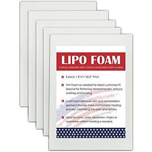 KUSMOO 5 Pack Lipo Foam Pads for Post Surgery Ab Board Liposuction Surgery Flattening Abdominal Compression Garments Lipo Foam Sheets 8" x 11"