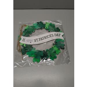 Wooden St. Patricks Day Door Sign - Shamrock Welcome Wreath Hanging Decor for Front Door, Wall, Indoor & Outdoor Irish Party Home Decorations (Happy St. Patrick's Day)