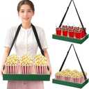 yeesport 2 Pcs Wooden Snack Trays with Adjustable Straps, Handheld Serving Trays for Popcorn and Drinks, Vintage Beverage Holders for St. Patrick’s Day Party, Green Festival Decor