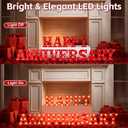 16Pcs Happy Anniversary Light Up Letters Sign Anniversary LED Marquee Letters Lights Battery Powered Lighted Letter Wedding Table Decorations for Valentine's Day Birthday Romantic Party Decor Gift
