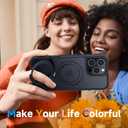 2 x 360 Spin Magnetic Stand (Pro-Version) for iPhone 16 Pro Case (Compatible with MagSafe) [Military Drop Protection] Matte Translucent Shockproof Protective Phone Case 6.3'', Black