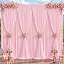 8 Panles Baby Pink Backdrop Curtains - Wrinkle Free Fabric Backdrop Curtain for Photoshoot, 10FT Wedding Party Photo Backdrop Drapes for Birthday Baby Shower Photography Stage Background Decorations
