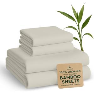 BAMPURE Luxury Series King Sheet Set - 100% Viscose derived from Bamboo Sheets King Size - Super Soft Viscose Bamboo Cooling Sheets for Hot Sleepers -Up to 16 Deep Pocket King Sheet Set (Ivory)