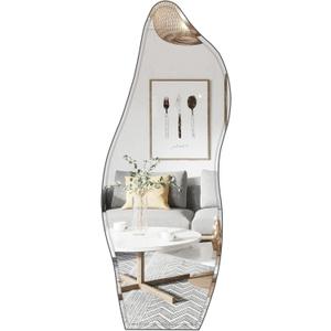 Full Length Mirror 63"x23.6" Irregular Wall Mounted Mirror, Large Asymmetrical Beveled Edge Frameless for Living Room Bathroom Bedroom Entryway Decoration