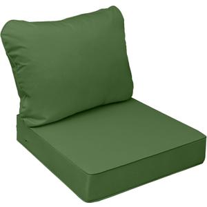 AAAAAcessories Outdoor Seat Cushions for Chairs, Fade-Resistant, Waterproof Patio Furniture Replacement Cushions, 24" x 24" x 5" + 24" x 19", Dark Moss Green