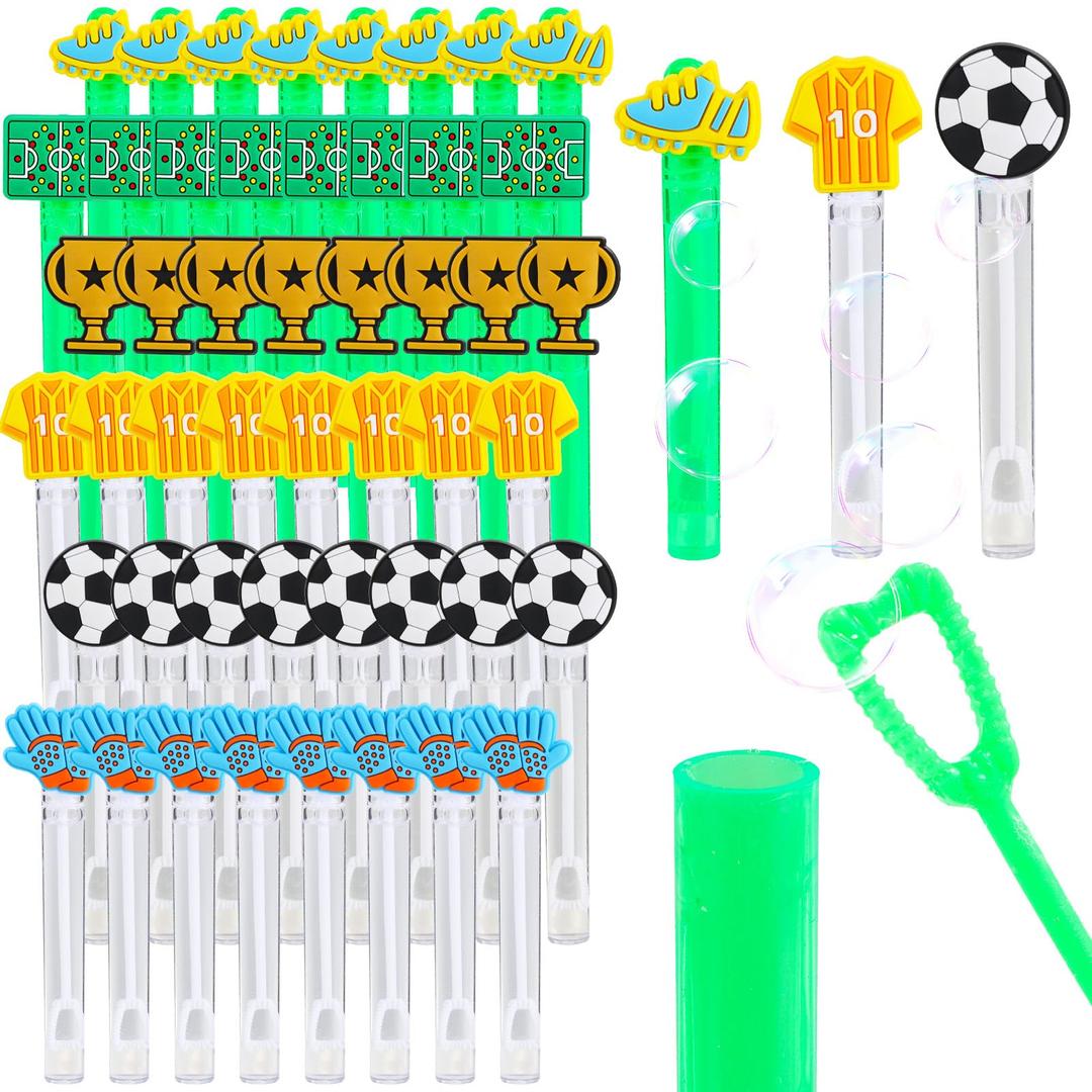 48 Pieces Soccer Party Supplies Soccer Bubble Wands Bubble Wands for Birthday Treats Goodie Bag Stuffers Classroom Prizes
