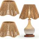 VIHOSE 2 Pack Rattan Lampshade Boho Vertical Striped Rattan Lampshade Replacement with Petal Edges for Table Chandelier Wall Lamp Living Room Bedroom Farmhouse(Brown)