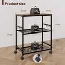 Kitchen Rolling Cart, 3-Tier Microwave Stand with Lockable Wheels, One-Piece Shelf, Kitchen Utility Storage Cart for Coffee Bar,Apartment, Dorm, Laundry Room, Office, 23.6" x 15.7" x 27.6", Brown