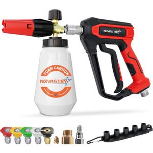 Pressure Washer Foam Cannon Gun & Sprayer Kit, Car Wash Kit, 5 Adjustable Nozzles, 1/4" Quick Connect, Fits 1000-4000 PSI, Includes Foam Sprayer & Accessories