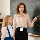 Lanyard for ID Badges Holder, Teacher Lanyard Cruise Ship Lanyards, Retractable Badge Reel Keys Eyeglass Chains for Women,Orange Pink