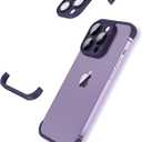 Frameless Fit for iPhone 15 Pro Max Bumper Case with Camera Lens Protector, Slim Soft TPU Shockproof Phone Cover, Minimalist Yet Protective Shell (Purple)