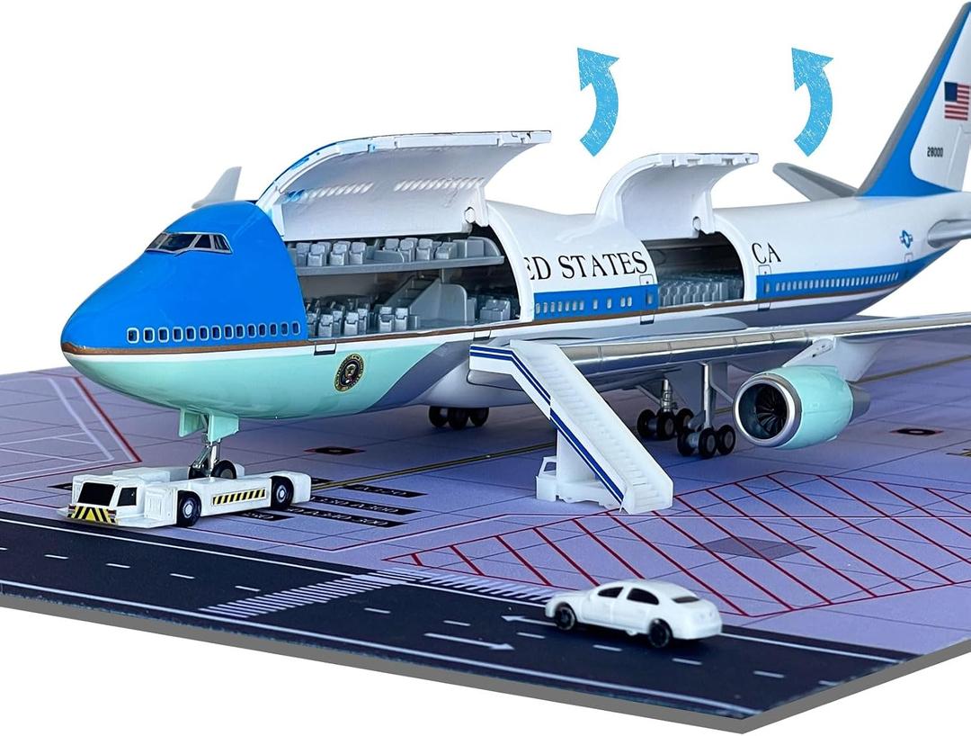 New B747 Model Airplane Kit with Openable Doors and LED Lights 18.1 Inches