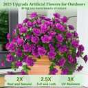 Dolicer Artificial Flowers for Outdoors, 2 Bundles UV Resistant Fake Purple Artificial Outdoor Plants Look Real for Outside Front Faux Door Porch Patio Balcony Decor