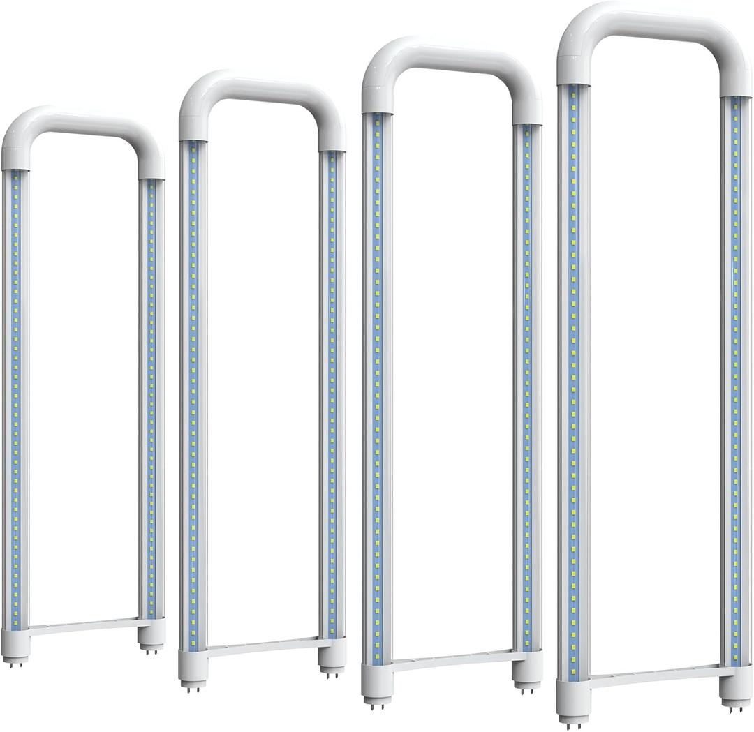 Romwish U Bend LED Tube Light, T8 T12, 18W(40W Equivalent), 5000K Daylight, 2000LM, Fluorescent Light Tube Replacement, Remove Ballast, Dual-Ended Powered, Clear Cover, 4 Pack