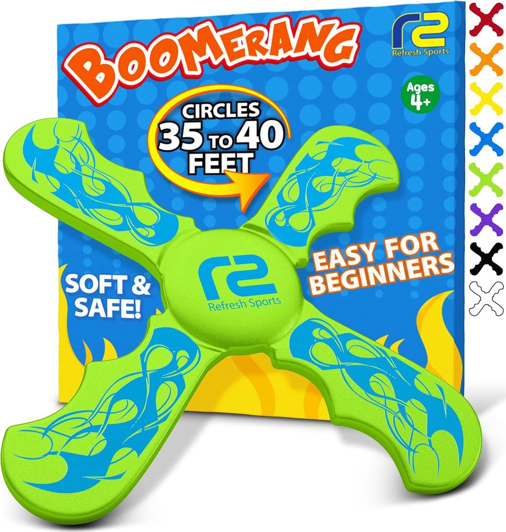 Boomerangs for Kids - Christmas Gifts for Grandkids Boys & Girls All Ages - Outdoor Flying Disc - Fun Boy Stocking Stuffers - Boys Toys Age 8-10 Year Old & 10-12 & Up - Beach Toys for Kids Presents (Green)