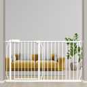 Extra Wide Baby Gates 57.5-62 Inch, Large Metal Safety Gate for Stairs, Doorways - No Drilling, Pressure Mounted Pet Gates for Kids & Dogs (57.5"-62"/146-158CM, White)