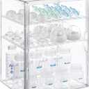 ERTIUANIO Baby Bottle Organizer 3 Tier Bottle Storage Organizer Baby for Nipples, Pump Parts, Food Jars Clear Acrylic Bottle Station Organizer for Countertop and Kitchen, Gifts for New Mom