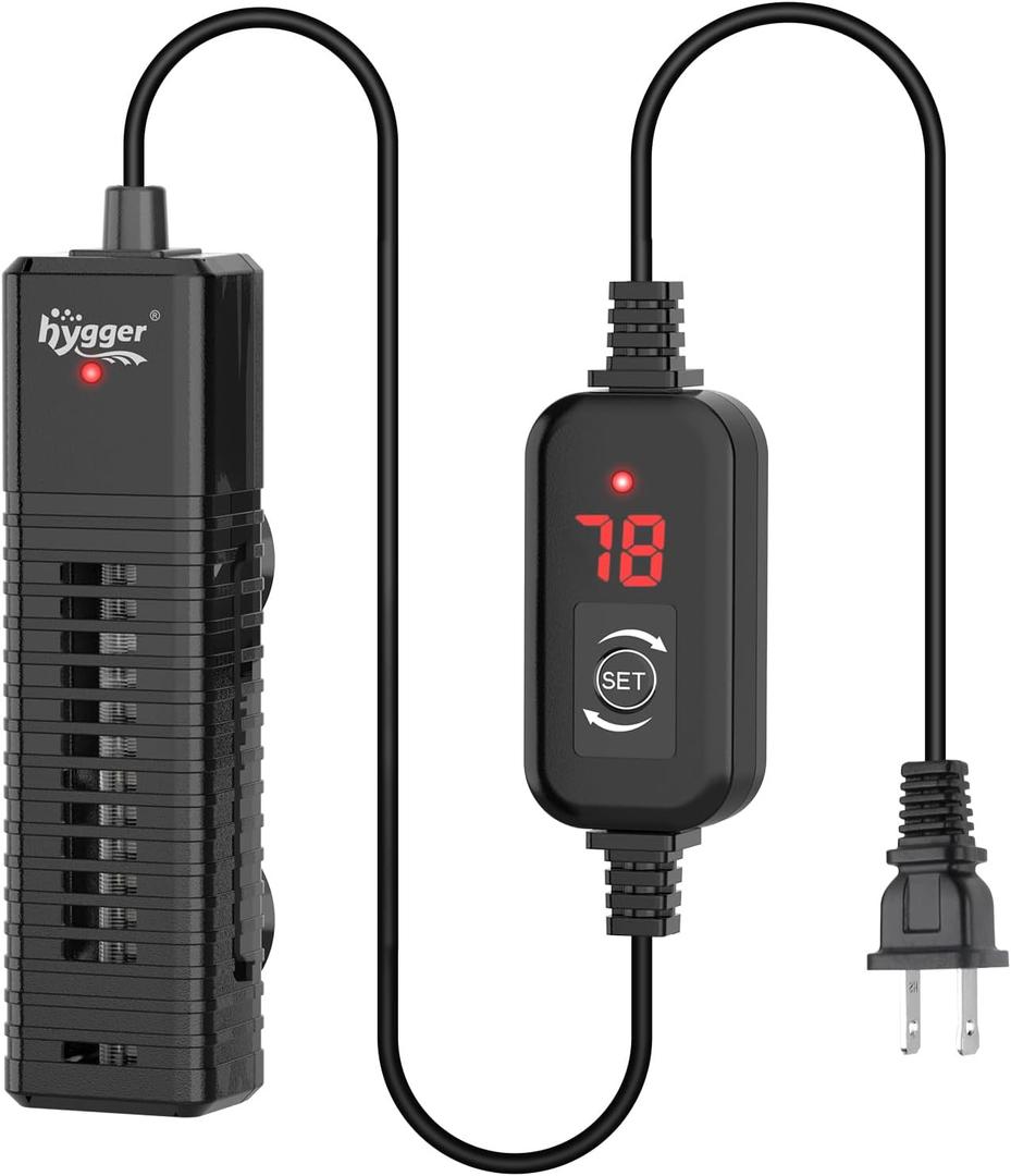 hygger Nano Aquarium Submersible Heater for 15-20 Gallon Fish Tank Betta Heater with Digital Display, Adjustable Temperature Controller 100Watt
