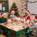 Eaasty 12 Sets Gingerbread Treat Box Craft Kit for Christmas Make Your Own Gingerbread House Craft with Stickers and Ribbons for Xmas Party Favor Boxes