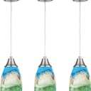 karyfine 3pack Mini Pendant Lights Kitchen Island Hand Blown Art Glass Hanging Ceiling Pendant Light Over Kitchen Sink Glass Pendant Light Shade for Coffee Bar,Dining Room,Stairs Multi Color