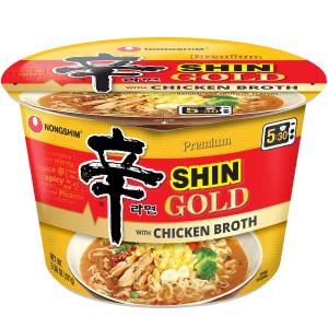 NongShim Bowl Noodle Soup Gold with Chicken Broth, Gourmet Spicy, 3.56 oz (101g) x 6 Bowls, Best before 18 Feb 2026