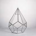 NCYP Silver Hanging Glass Geometric Terrarium, 6.8 x 6.8 x 8.6 Inches Teardrops Shape Display Planter for Succulent Air Plants, Indoor Decor Flower Holder, Handmade (NO Plants)