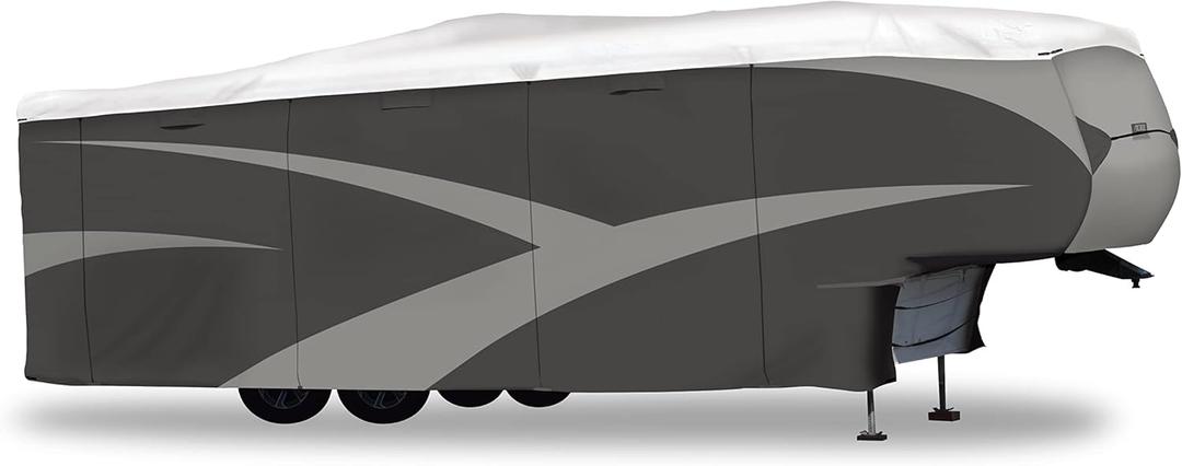 ADCO 36858 Designer Series Olefin HD Fifth Wheel Trailer Cover 40' 1" - 43', Gray/White