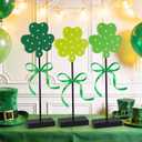 3 Pieces St. Patrick's Day Decorations Green Lucky Tiered Tray Decor, St. Patrick's Table Tray Decor Shamrock Wooden Set, Irish-Themed Shamrock Decor, Shamrocks for Home Decor