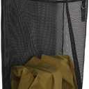 ALYER Hanging Semi Round Storage Mesh Bag,Collapsible Laundry Hamper Basket with Durable Hanger (Black)