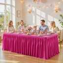 Wish Care 2 Pack Hot Pink Rectangle Table Clothes for 6 Foot Tables, Polyester Fitted Tablecloths 6t Stretch Table Cover for Wedding, Birthday, Parties, Trade Show, Craft Show