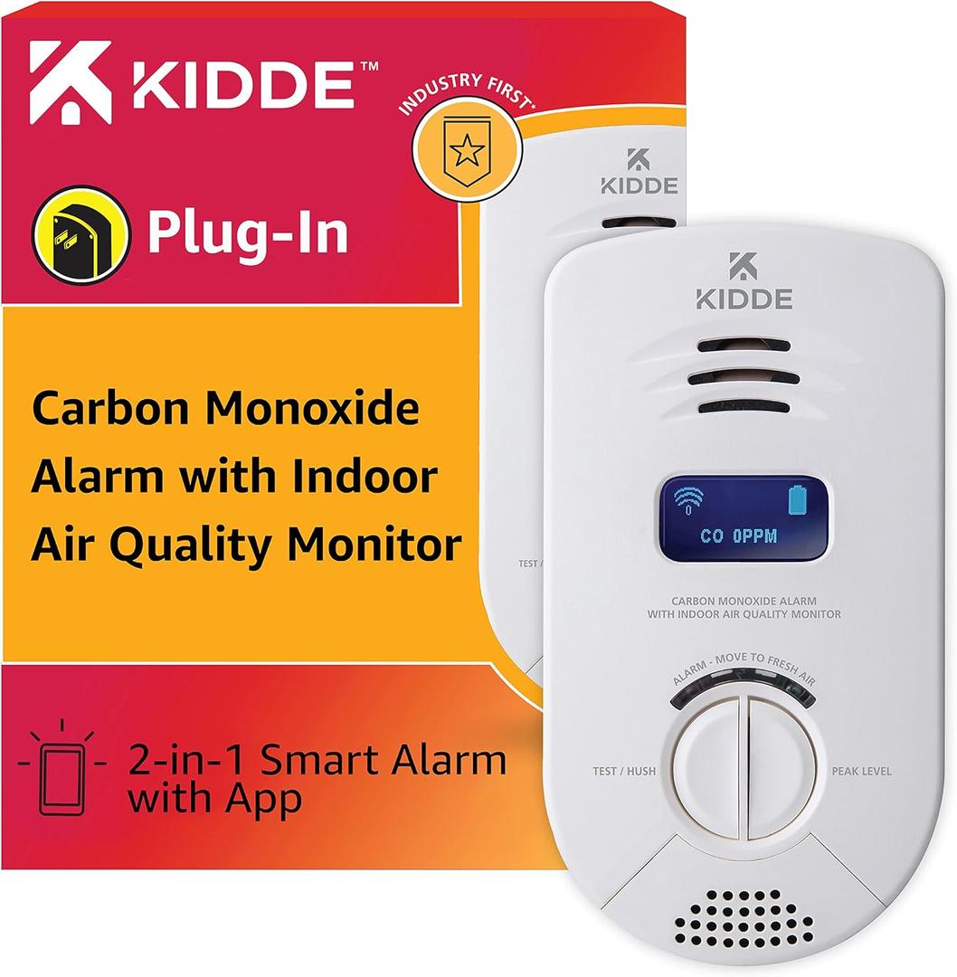Kidde Smart Carbon Monoxide Detector & Indoor Air Quality Monitor, Plug In Wall, WiFi, Alexa Compatible Device, Voice & App Alerts