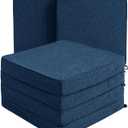 Outdoor Chair Cushions, Water-Resistant & Fade-Resistant, Patio Furniture Square Seat Replacement Chair Pads with Ties, Removable Cover, Non-Slip Bottom, Set of 6, 19 x 19 Inch, Navy Blue