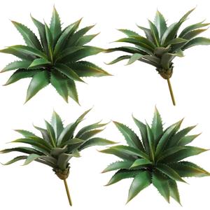 JUSTOYOU Large 12.5" Artificial Succulents Aloe Plants Real Touch Fake Flowers Unpotted for Home Wedding Festival Arrangement (4, Green)