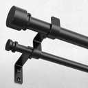 Double Curtain Rod, Black Extra Long Dual Curatin Rod for Windows 72 to 144 Inches, 1" Adjustable Heavy Duty Window Treatment Rods with End Cap Finial, Decorative Spliced Metal Drapery Rods