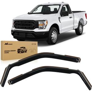 Nilight in-Channel Rain Guards for Ford F150 2021 2022 2023 2024 2026 Regular Cab/Super Cab, Vent Window Visors Low Profile Wind Deflectors for Rain & Fresh Air Ventilation, Smoke Tinted-2PCS