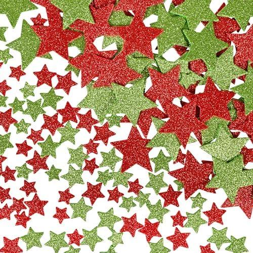 READY 2 LEARN Glitter Foam Stickers - Red and Green Stars - Pack of 168 - Self-Adhesive - Stickers for Christmas Crafts and Holiday Party Favors Pack of 4