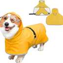 Dog Raincoat with Hood for Medium Dog,Luccalily Waterproof Dog Rain Jacket with Reflective Strip Adjustable Belly Strap Lightweight Poncho (Medium, Yellow)