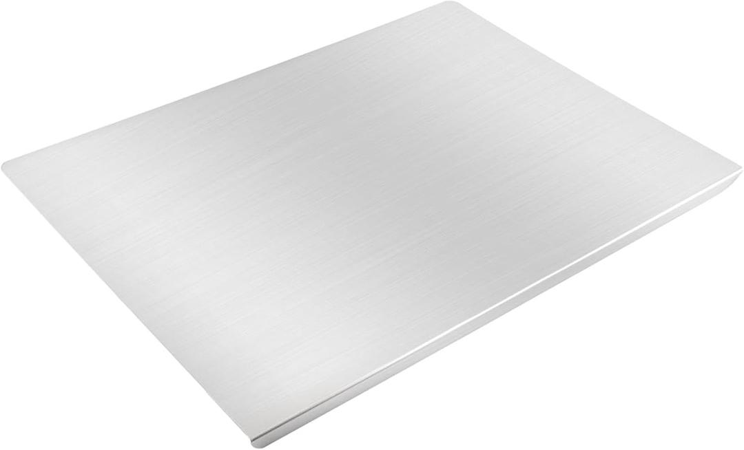 Stainless Steel Cutting Board with L-Shaped Edge & Lip, Double-Sided 15.7"x11.8", Non-Stick, Dishwasher Safe, Ideal for Kitchen & Home Chef, Meat, Vegetables, Fruits, Bread, and Dough Preparation