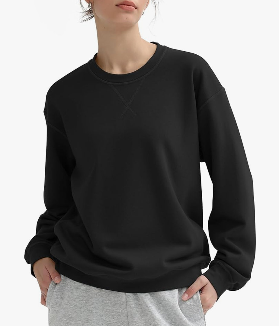 PUMIEY Women's Oversized Sweatshirt Crewneck Long Sleeve Loose Pullover Tops Fall Fashion Airy Collection, M
