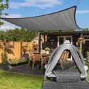 ColourTree Heavy Duty 16' x 24' Grey Sun Shade Rectangle Pro Ring Shade Sail, 260 GSM Commercial Grade UPF50 Sunshade, Reinforced Corners & Edges